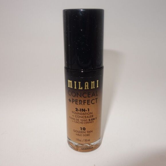 NEW Set of 2 Milani Conceal Perfect 2 in 1 Foundation Concealer #10 Golden Tan - Picture 2 of 3
